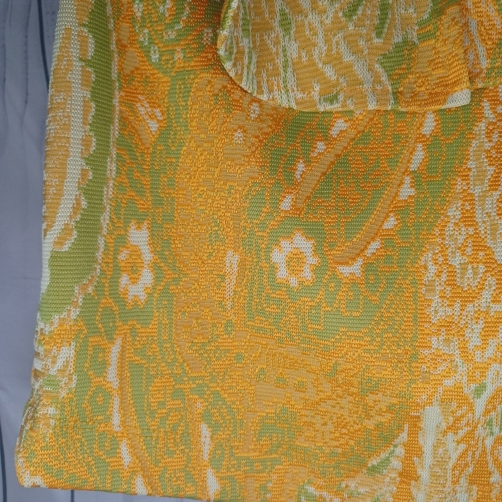 ZARA S Firfirli Jakarli Yellow Green Paisley Stretch sleeveless cropped top - Picture 5 of 9